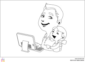 baba ve kız bilgisayar başında